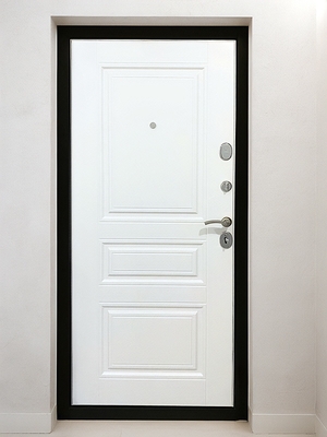 Белая дверь с отделкой МДФ Белая дверь с отделкой МДФ